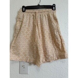 adidas Originals Boys Trefoil Monogram Shorts Kids XS Beige Cream Logo Print